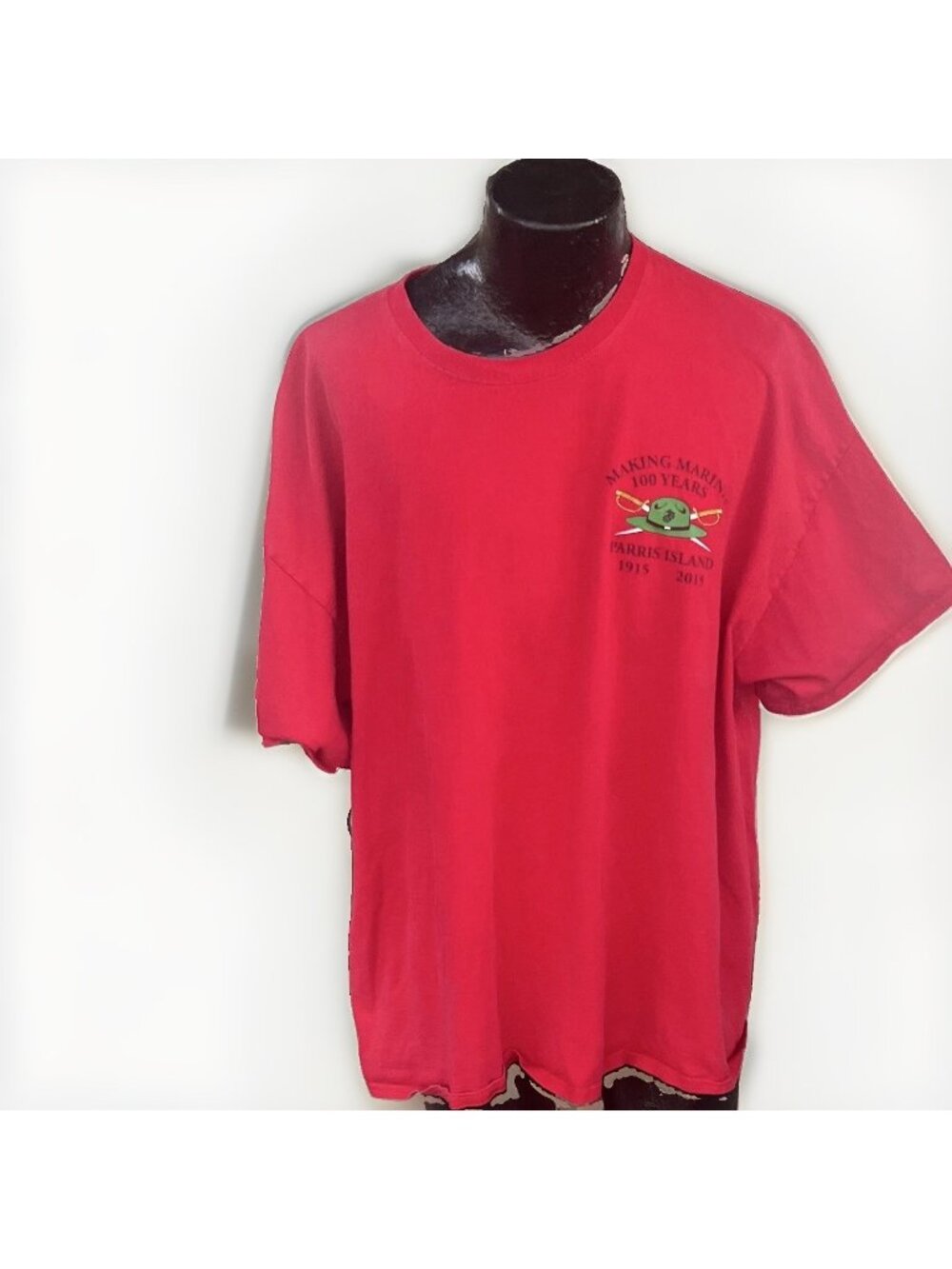 USMC Parris Island 100 Years Making Marines Graphic T-Shirt 3XL Red Cotton